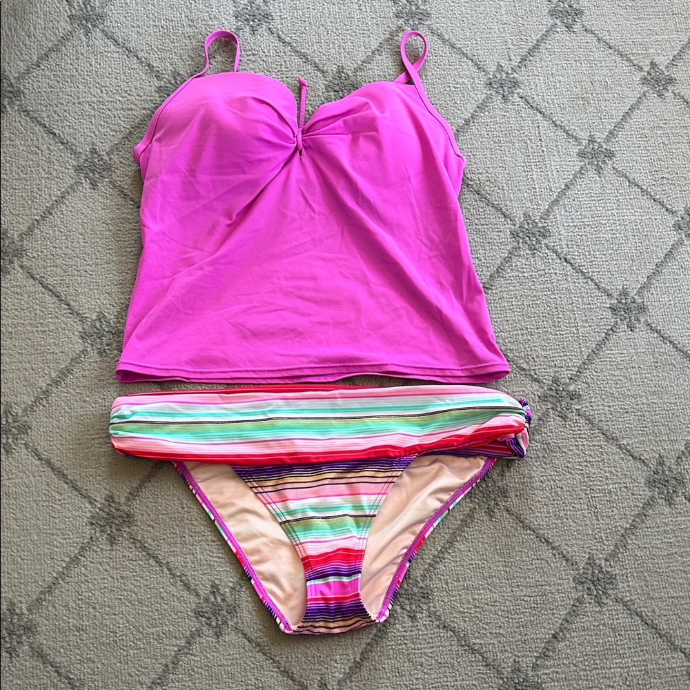 Victoria's Secret Pink and Purple Striped Bikini Set
